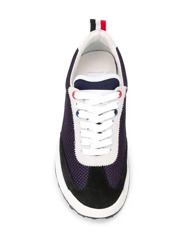 Women's Mesh Suede Back Unlined Tech Runner Low Top Sneakers Navy - THOM BROWNE - BALAAN 3