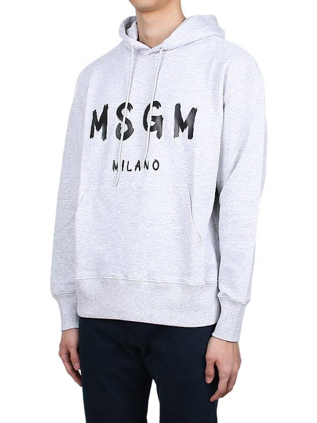 Brushed Logo Cotton Hoodie Light Grey - MSGM - BALAAN 4