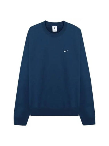 NRG Solo Swoosh Crew Neck Fleece Sweatshirt Navy - NIKE - BALAAN 1