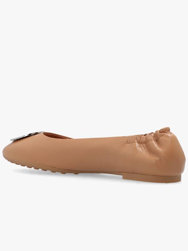 Tory Burch ‘Claire’ Leather Ballet Flats, Women's, Beige - TORY BURCH - BALAAN 5