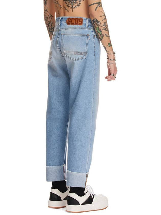 Logo Cuffed Wide Jeans - GCDS - BALAAN 2