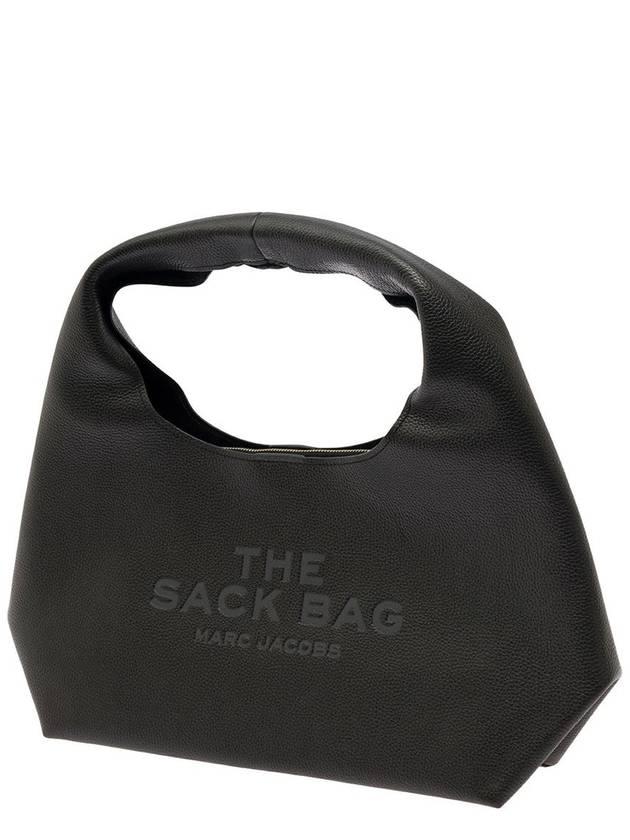 'The Sack' Black Shoulder Bag With Embossed Logo In Hammered Leather Woman - MARC JACOBS - BALAAN 2