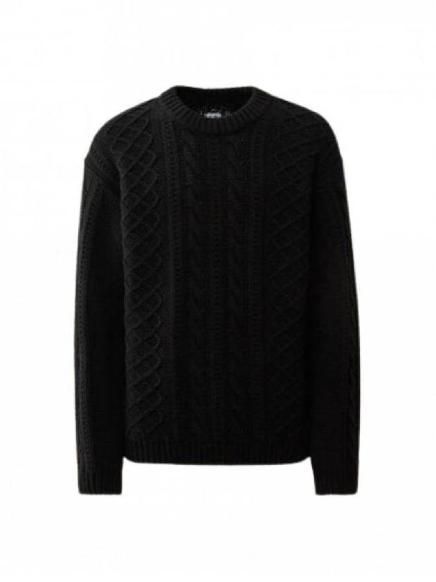 Lambswool Crewneck Logo Knit Top Black - CP COMPANY - BALAAN 2