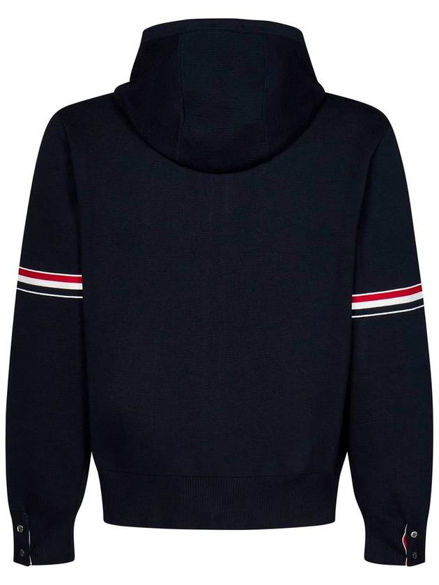 Cotton Milano Armband Zip Up Hoodie Navy - THOM BROWNE - BALAAN 3