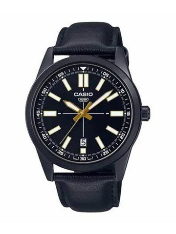 Men's Leather Wrist Watch MTPVD02BL1E - CASIO - BALAAN 1