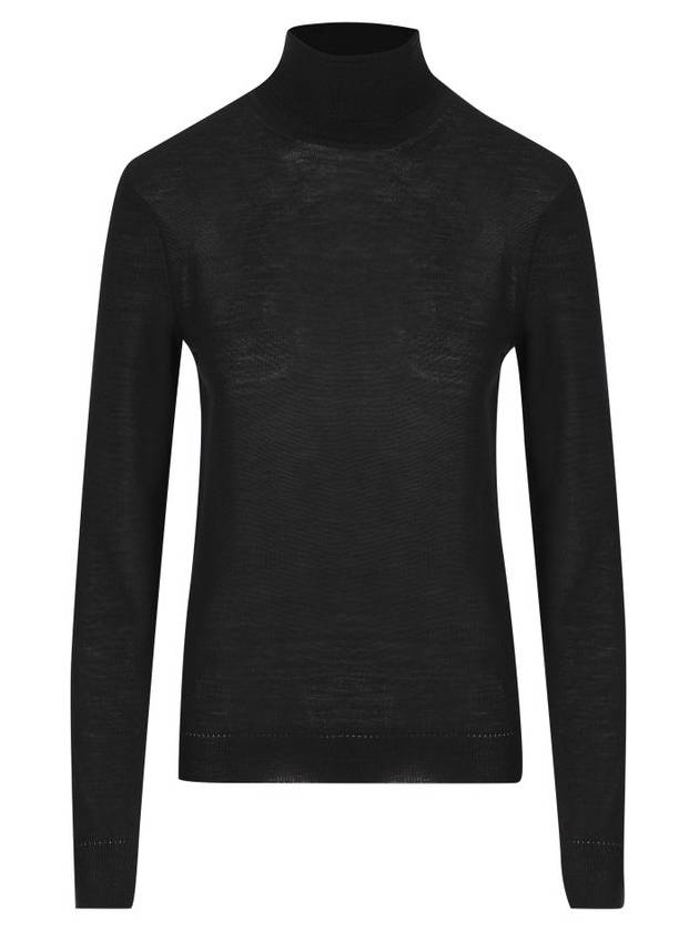 Cassandre Wool Turtle Neck Black - SAINT LAURENT - BALAAN 2