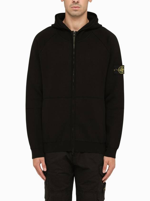 Wappen Patch Cotton Hooded Jacket Black - STONE ISLAND - BALAAN 2