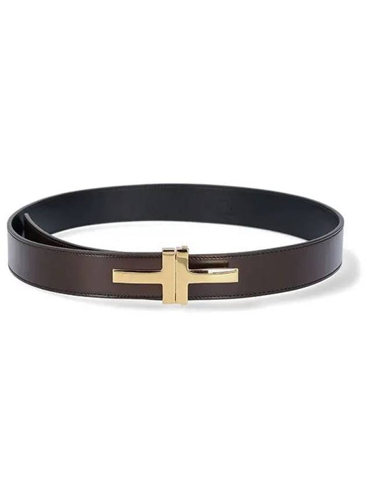 Gold T Double Buckle Belt Black - TOM FORD - BALAAN.