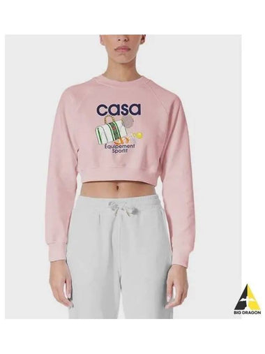 Women s Sportif Printed Sweatshirt Pink EQUIPEMENT CROPPED - CASABLANCA - BALAAN 1