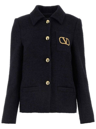 V logo signature tweed jacket navy - VALENTINO - BALAAN 2