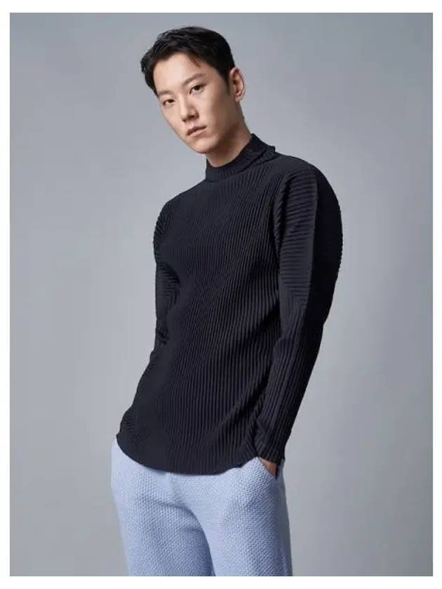 Basic high neck long sleeve t shirt navy domestic product GM0022121904286 - ISSEY MIYAKE - BALAAN 1