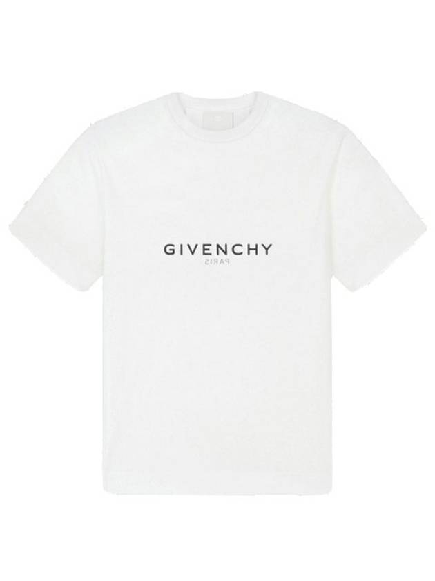 Men's Reverse Logo Round Slim Short Sleeve T-Shirt White - GIVENCHY - BALAAN 2