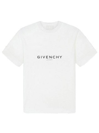 Men's Reverse Logo Round Slim Short Sleeve T-Shirt White - GIVENCHY - BALAAN 2