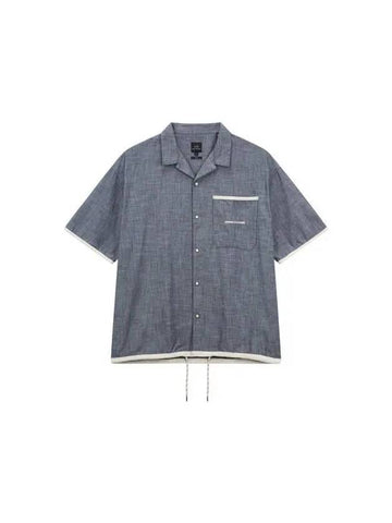 Men s Drawstring Hem Loose Fit Shirt Dark Blue - ARMANI EXCHANGE - BALAAN 1