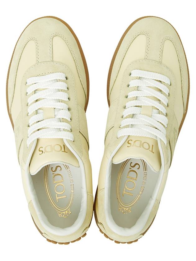 Women's Tabs Leather Low Top Sneakers Yellow - TOD'S - BALAAN 3