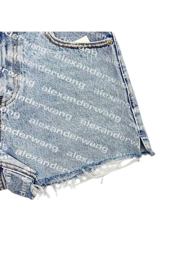 All-Over Logo Bite High Waist Denim Shorts Blue - ALEXANDER WANG - BALAAN 4