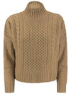 ROBERTA cable wool knit top camel - WEEKEND MAX MARA - BALAAN.
