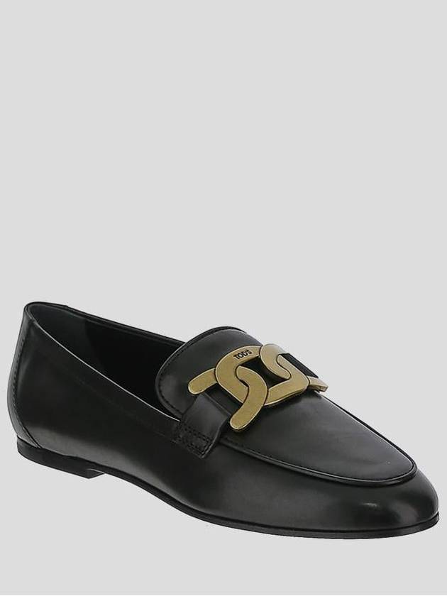 Kate Metal Logo Leather Loafers Black - TOD'S - BALAAN 3