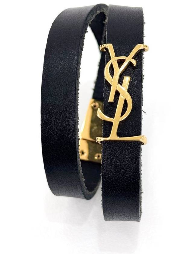 M Men s Opium Double Wrap Gold Leather Bracelet - SAINT LAURENT - BALAAN 5