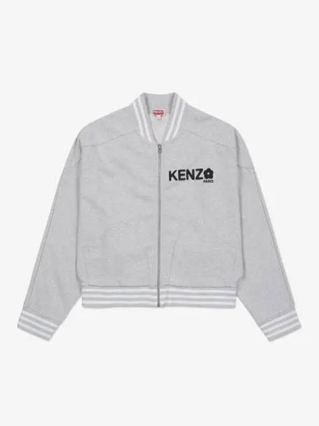 Logo Print Cotton Bomber Jacket Grey - KENZO - BALAAN 2