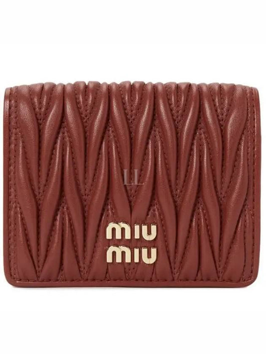 Matelasse Leather Half Wallet Red - MIU MIU - BALAAN 2