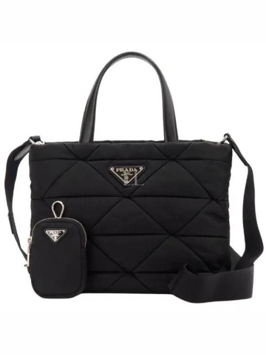 Triangle Logo Re-Nylon Padded Tote Bag Black - PRADA - BALAAN 2