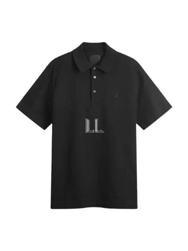 Embroidered Logo Cotton Polo Shirt Black - GIVENCHY - BALAAN 2