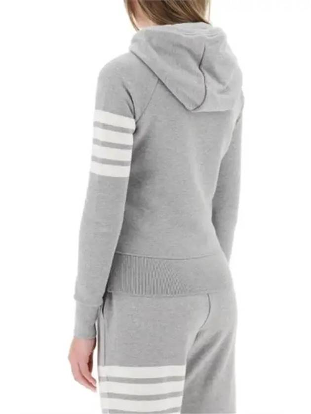 Engineered 4-Bar Stripe Loopback Jersey Knit Zip Up Hoodie Light Grey - THOM BROWNE - BALAAN 4