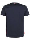 Men's Medium Weight Jersey Tipped Pocket Crewneck Short Short Sleeve T-Shirt Navy - THOM BROWNE - BALAAN 3