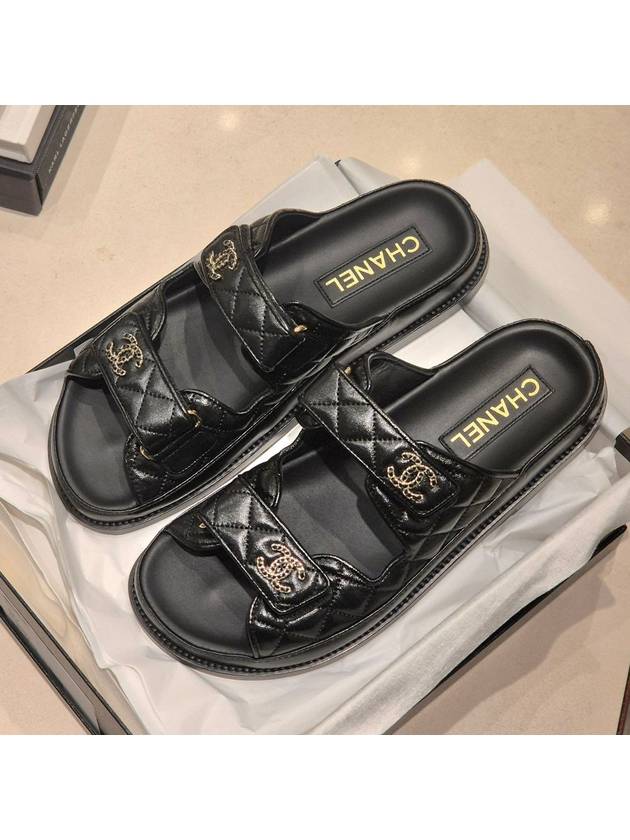 CC Logo Velcro Sandals Black - CHANEL - BALAAN 4