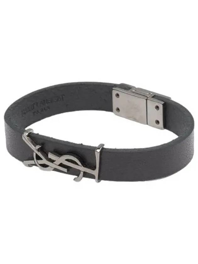 Opium Smooth Leather Metal Bracelet Black - SAINT LAURENT - BALAAN 1