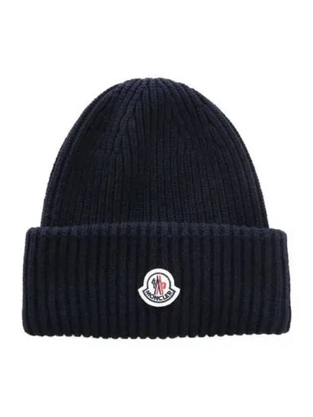 Logo patch wool navy beanie 270517 - MONCLER - BALAAN 1