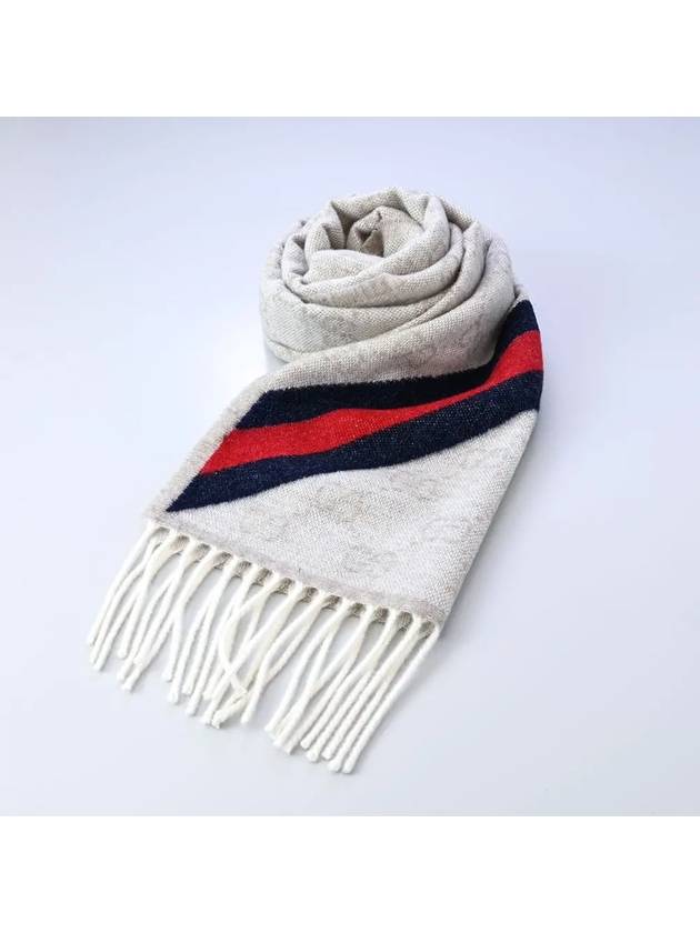 GG Web Wool Muffler Ivory - GUCCI - BALAAN 3