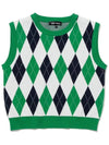 Viscose Argyle Knit Vest GREEN - 20THHOLE - BALAAN 1