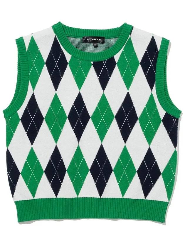 Viscose Argyle Knit Vest GREEN - 20THHOLE - BALAAN 2