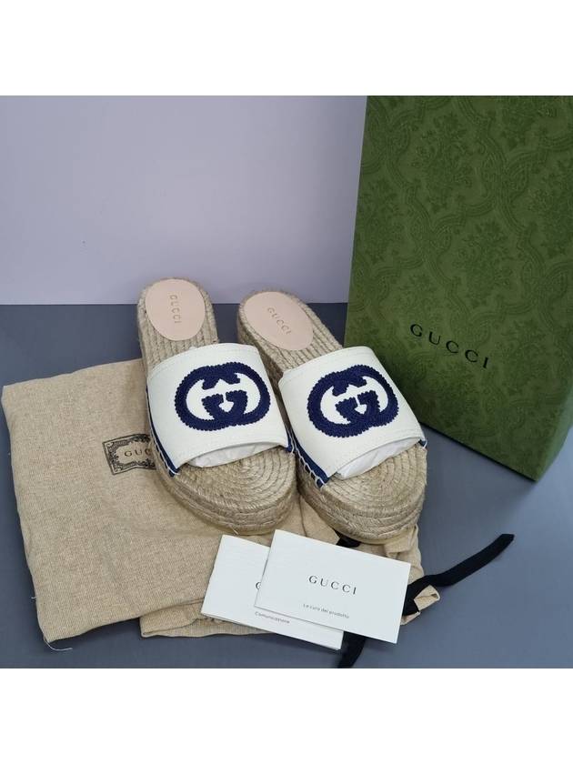 GG logo espadrille mule slippers - GUCCI - BALAAN 8