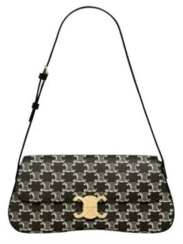 Medium Lola Triomphe Canvas Two-Tone Shoulder Bag Black - CELINE - BALAAN 2