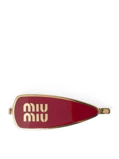 Engraved Logo Enamel Hair Clip Red - MIU MIU - BALAAN 1