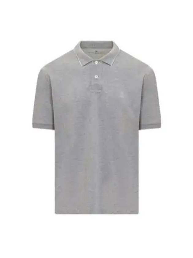 Embroidered Logo Short Sleeve Polo Shirt Grey - BRUNELLO CUCINELLI - BALAAN 2