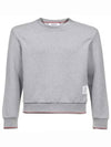 Men's Trimmed Herringbone Cotton Sweatshirt Grey - THOM BROWNE - BALAAN 2