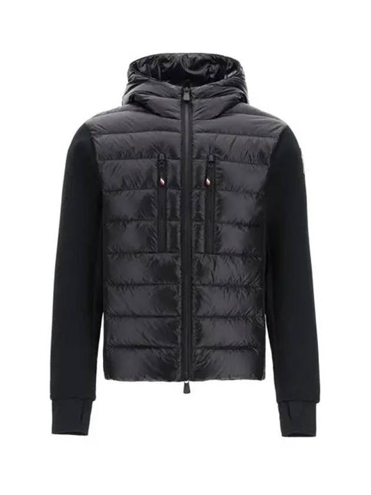 Grenoble Logo Patch Hood Padding Mix Jacket Black - MONCLER - BALAAN.