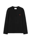 Chain Stitch Heart Logo Long Sleeve T-Shirt Black - AMI - BALAAN 2