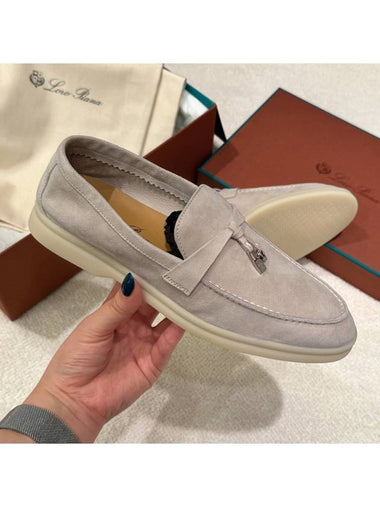 Women s Loafers Summer Charms Work Suede Gray Beige - LORO PIANA - BALAAN 1