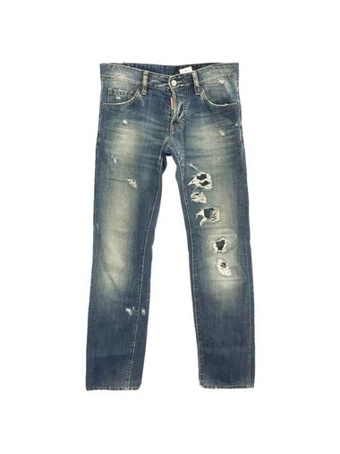 Men's Wrinkle Variety Straight Jeans Blue - DSQUARED2 - BALAAN 1