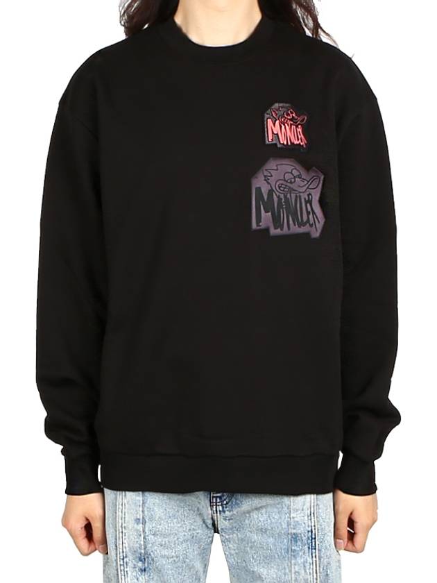 Men's MONDUCK Motif Cotton Sweatshirt Black - MONCLER - BALAAN 2