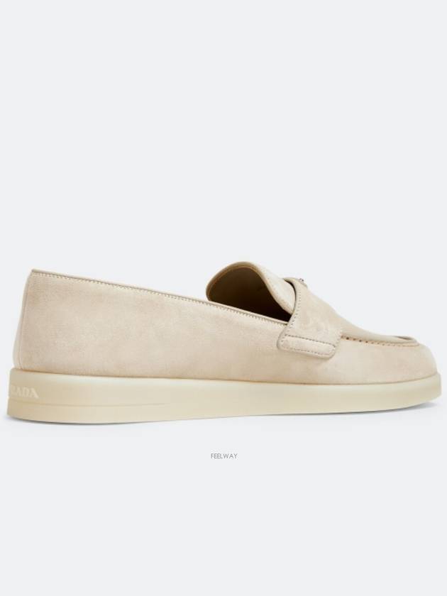 Triangle Logo Suede Loafers Beige - PRADA - BALAAN 5