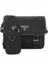 Re-Nylon Saffiano Leather Cross Bag Black - PRADA - BALAAN 2