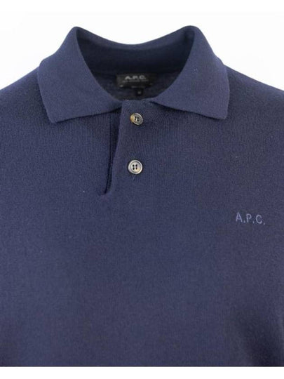 Jacob Logo Wool Long Sleeve Polo Shirt Dark Navy - A.P.C. - BALAAN 2