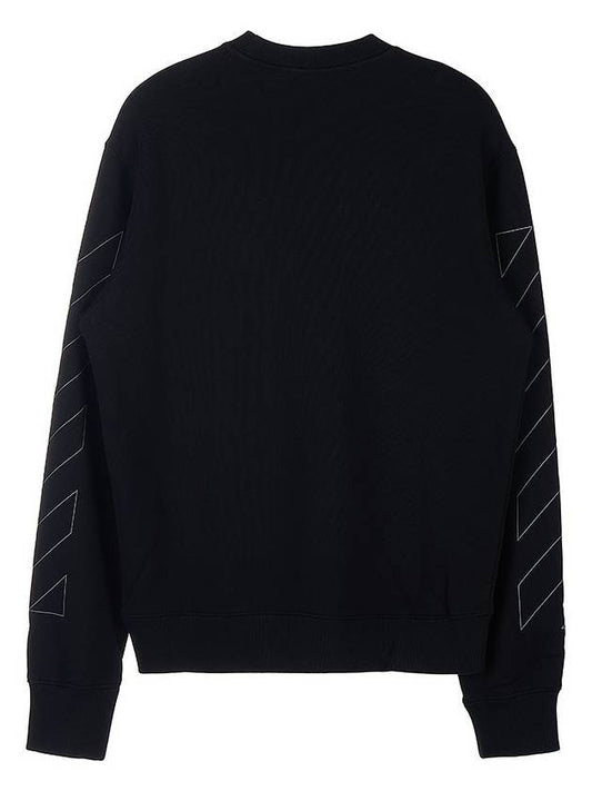 Diag Outline Crew Neck Sweatshirt Black - OFF WHITE - BALAAN.