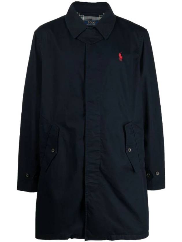 Pony Embroidery Cotton Trench Coat Collection Navy - POLO RALPH LAUREN - BALAAN.